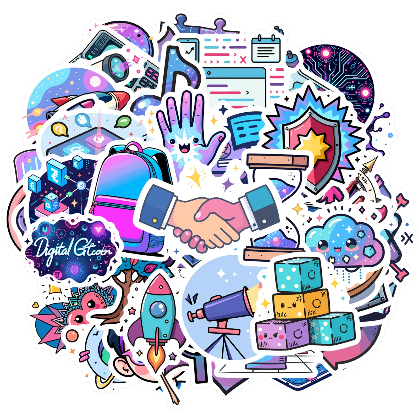 35 قطعة-100 قطعة ملصقات الكرتون اليقظة ملصقات العلوم الملونة اللوازم المدرسية لأجهزة الكمبيوتر المحمول الأمتعة سجل القصاصات #2