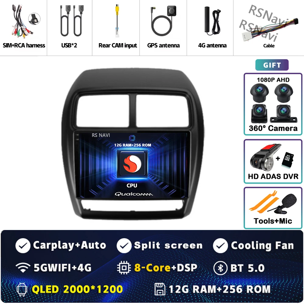 Qualcomm Android 15 autoradio multimediaspeler voor Mitsubishi ASX 1 2016 2017 2018 2019 - 2022 Auto Carplay Stereo wifi4G video