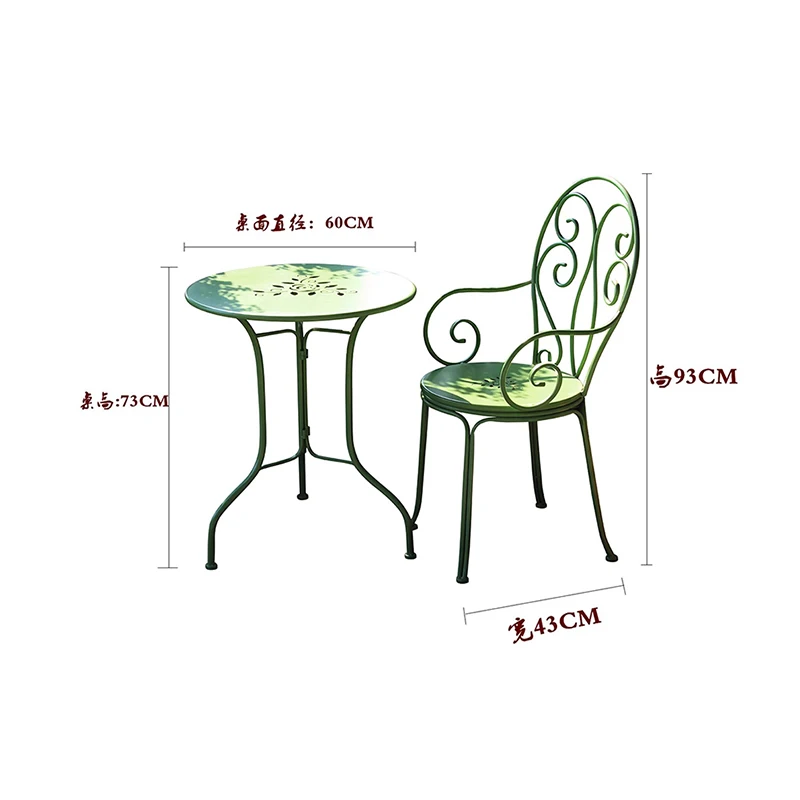 Wrought Iron Balcony Tables and Chairs Outdoor Garden French Pastoral Terrace Patio Casual Artistic Garden Furniture Sets WKGF