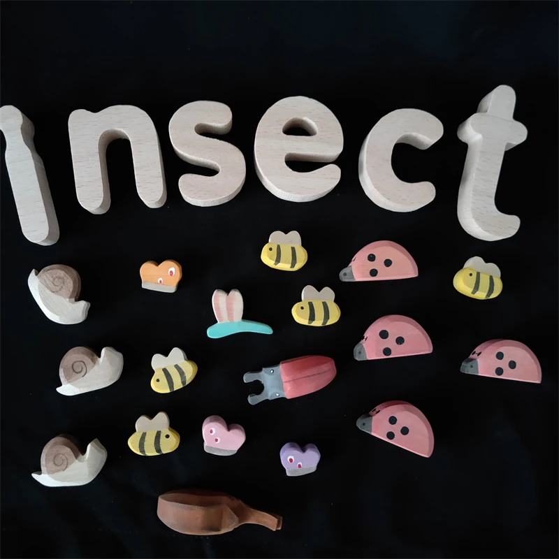 Houten Insect Cijfers Bee Vlinder Libel Slak Speelgoed Kids Open Ended Play Collection Educatief Speelgoed Voor Kinderen Gift