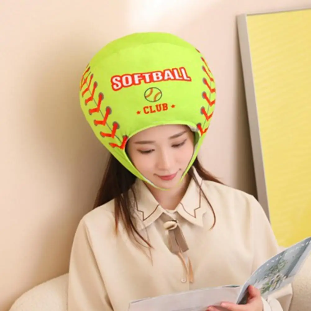 Stylish Winter Headwear Softball Plush Hat for Winter Cosplay Party Costume Performance Elastic Ball Shape Headgear for Sports