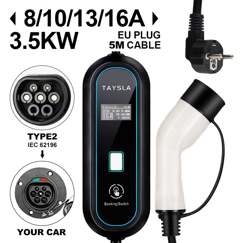 TAYSLA PHANTOM Electric Car Charger TYPE 2 3.5KW EV Charging Cable TYPE 1 EV Charger Station Wallbox EVS