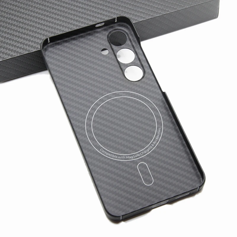 ZXKE Carbon Fiber Case For Samsung Galaxy S24 S24Plus Embedded Iron Sheet Magnetic Car Support Magsafe Aramid Fiber Shell