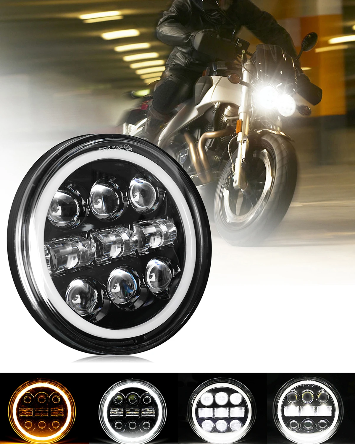 BraveWAY 5.75 inch LED Headlight for Motorcycle Sportster Street H5006 5-3/4