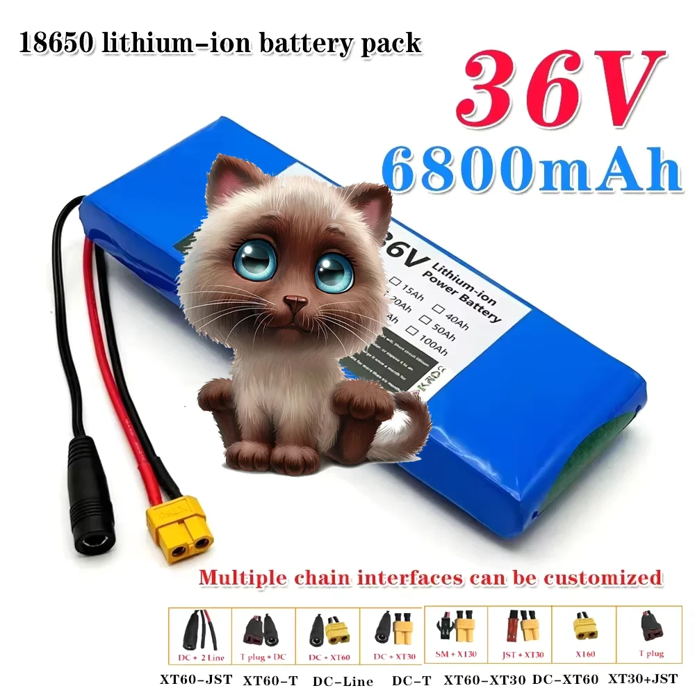 

2026 New 36V-6800mAh 10S1P 18650 lithium-ion rechargeable battery pack 20A with BMS scooter and bicycle