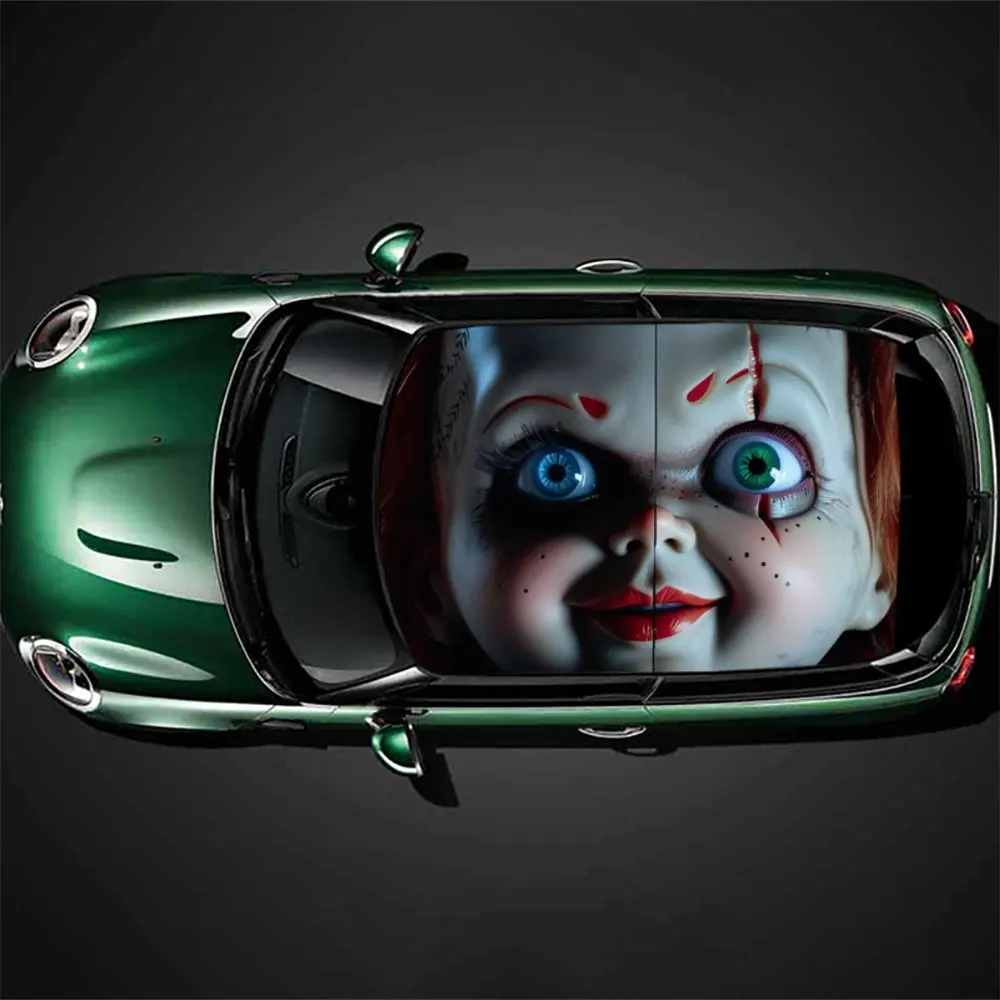 Horrible Chucky Horror Movie Car Roof Sticker Wrap Racing SUV Auto Accessories Packaging PVC Car Hood Graphic Decal Decor Gift