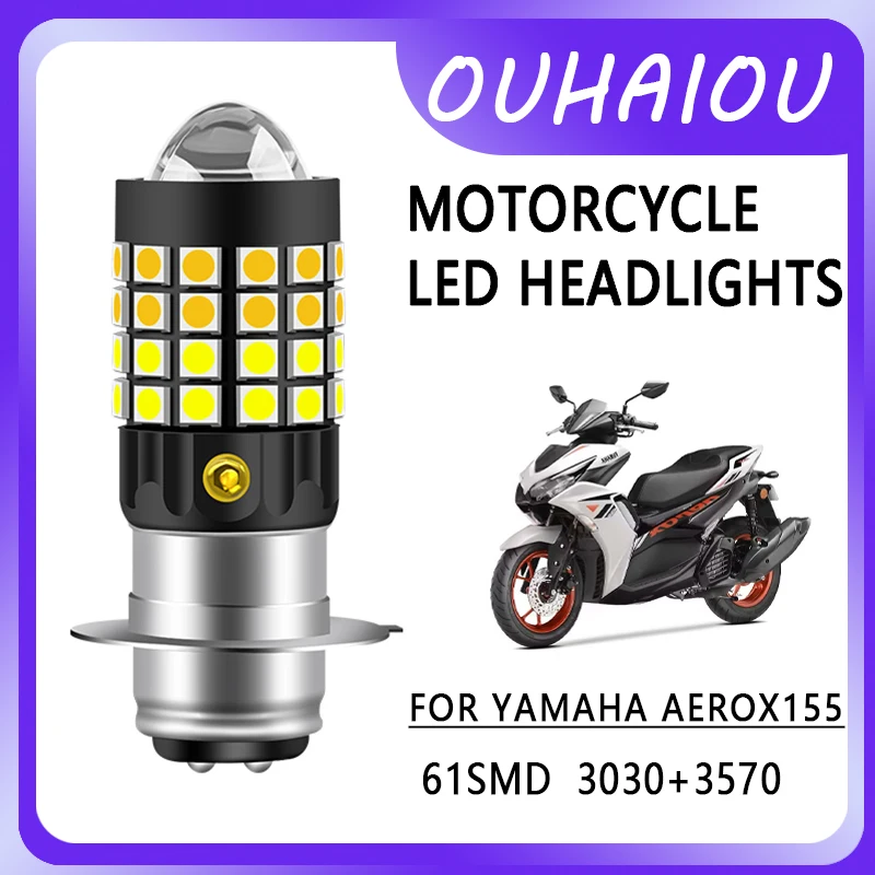 

1pc P15D Motorcycle Headlight Bulb CSP Projector Lens White Yellow Hi/Lo Beam Lamp For YAMAHA AEROX155