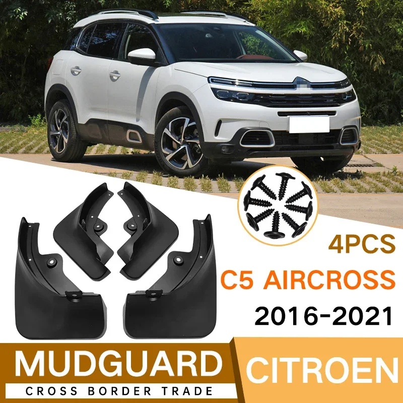 ABS For Citroen C5 Aircross 2017-2024  Mud Flaps Splash Guards Mudguards Fenders Flap Guards Car Accessories 4PCS Front Rear Whe