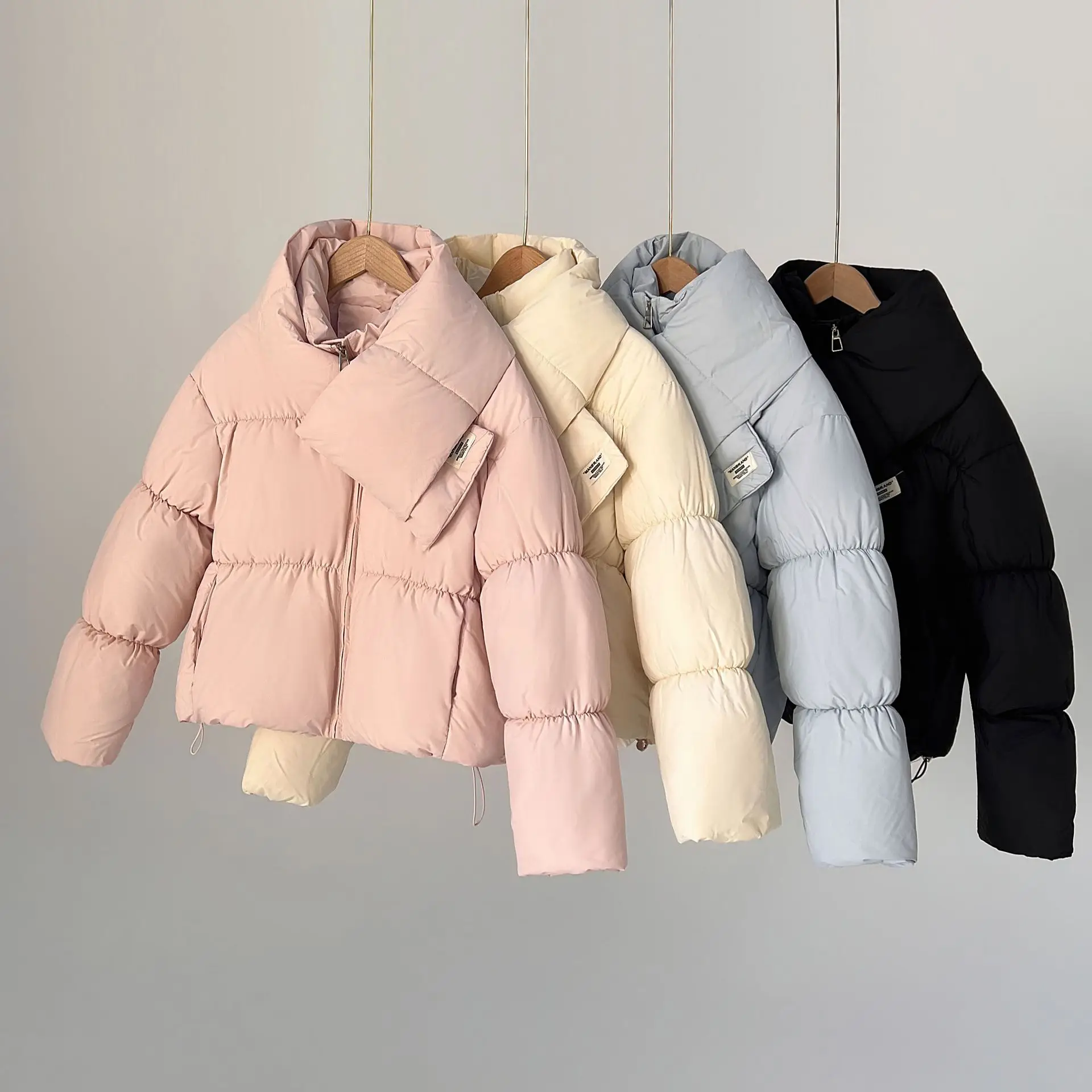 

Новинка 2023 года, корейская зимняя женская пуховая хлопковая куртка, короткая верхняя одежда с хлопковой подкладкой, женские зимние парки с воротником-стойкой