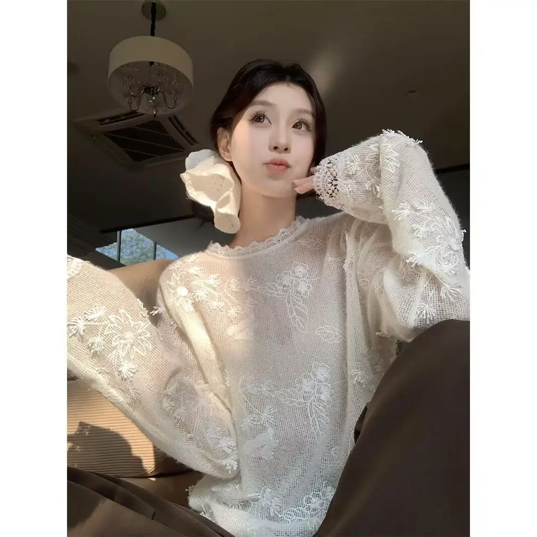 เสื้อสเวตเตอร์ เสื้อจั๊มเปอร์ เสื้อพูลโอเวอร์ ผู้หญิง สีสันสดใส ผ้าฝ้าย ลายภาพลวงตา สองชิ้น ใส่ได้ทุกวัน สไตล์ BF Y2K ทันสมัย เหมาะกับการเดินทาง ฤดูใบไม้ร่วง แฟชั่น ทันสมัย ทรงพอดีตัว