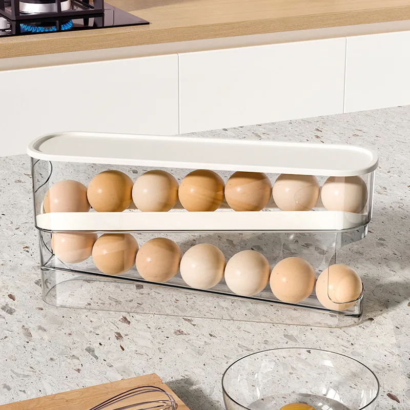 Refrigerator Egg Storage Box Automatic Scrolling Egg Holder Household Large Capacity Kitchen Dedicated Roll Off Egg Storage Rack