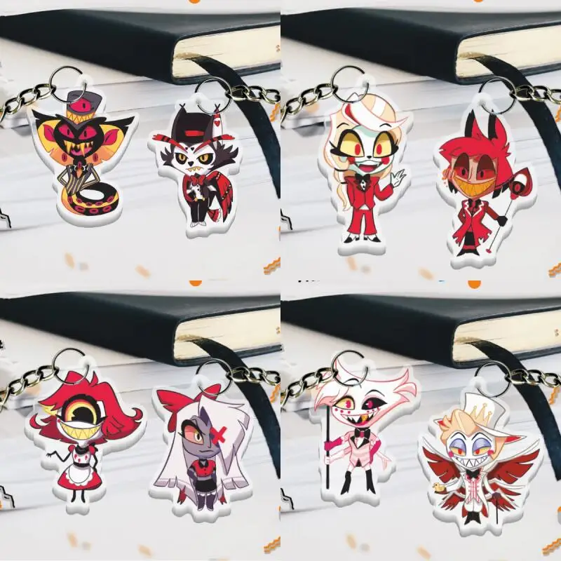 

Acrylic Key Buckle for Sir Pentious Husk Charlie Alastor Niffty Vaggie Q Version Acrylic Key Chain Anime Peripheral Pendant Gift