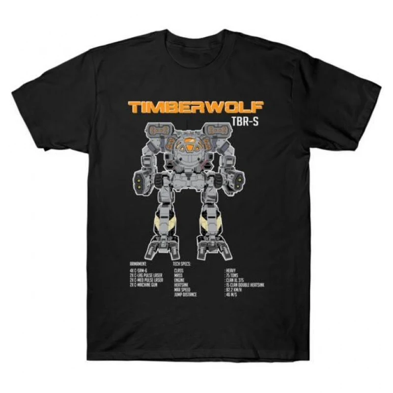 Timberwolf TBR-S Mechwarrior MWO Mech Combat Video game Gift t shirt for RPG Fan Battletech Graphic clothes All size tops S-6XL