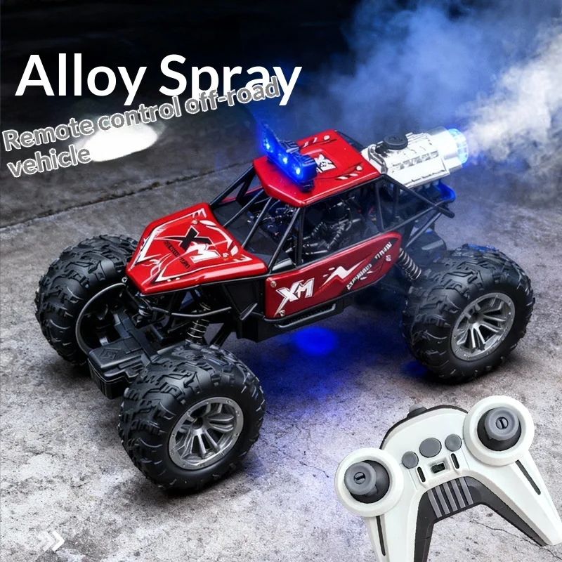Xm Alloy Remote Control Off-Road Climbing Truck With Spray Light Music Crash Proof Tpr Anti Slip Tires Racing Toy For Kids Boys