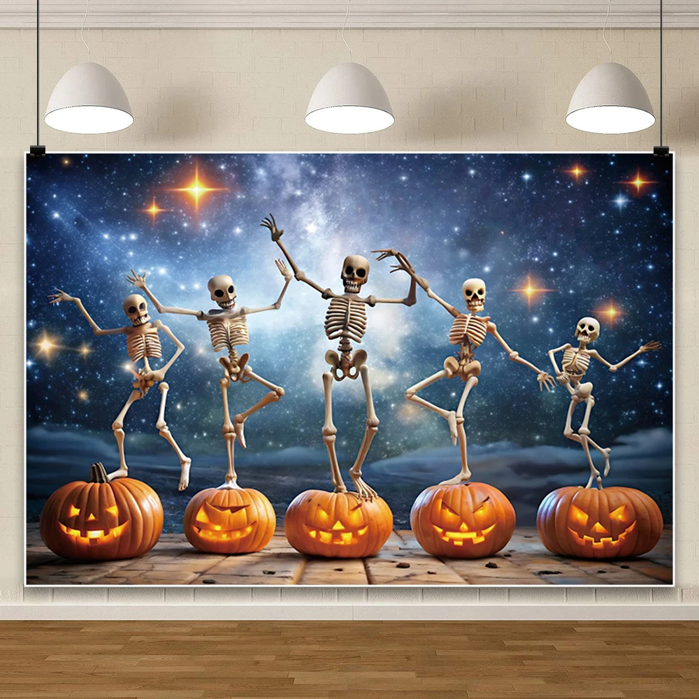 ハッピーハロウィン背景写真撮影用ホラーナイト怖いスカル恐ろしいカボチャランタン子供大人家族パーティー背景