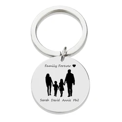 Portachiavi personalizzato con nome di famiglia personalizzato mamma papà figlia figlio schizzo inciso portachiavi in acciaio inossidabile regalo per la festa del papà