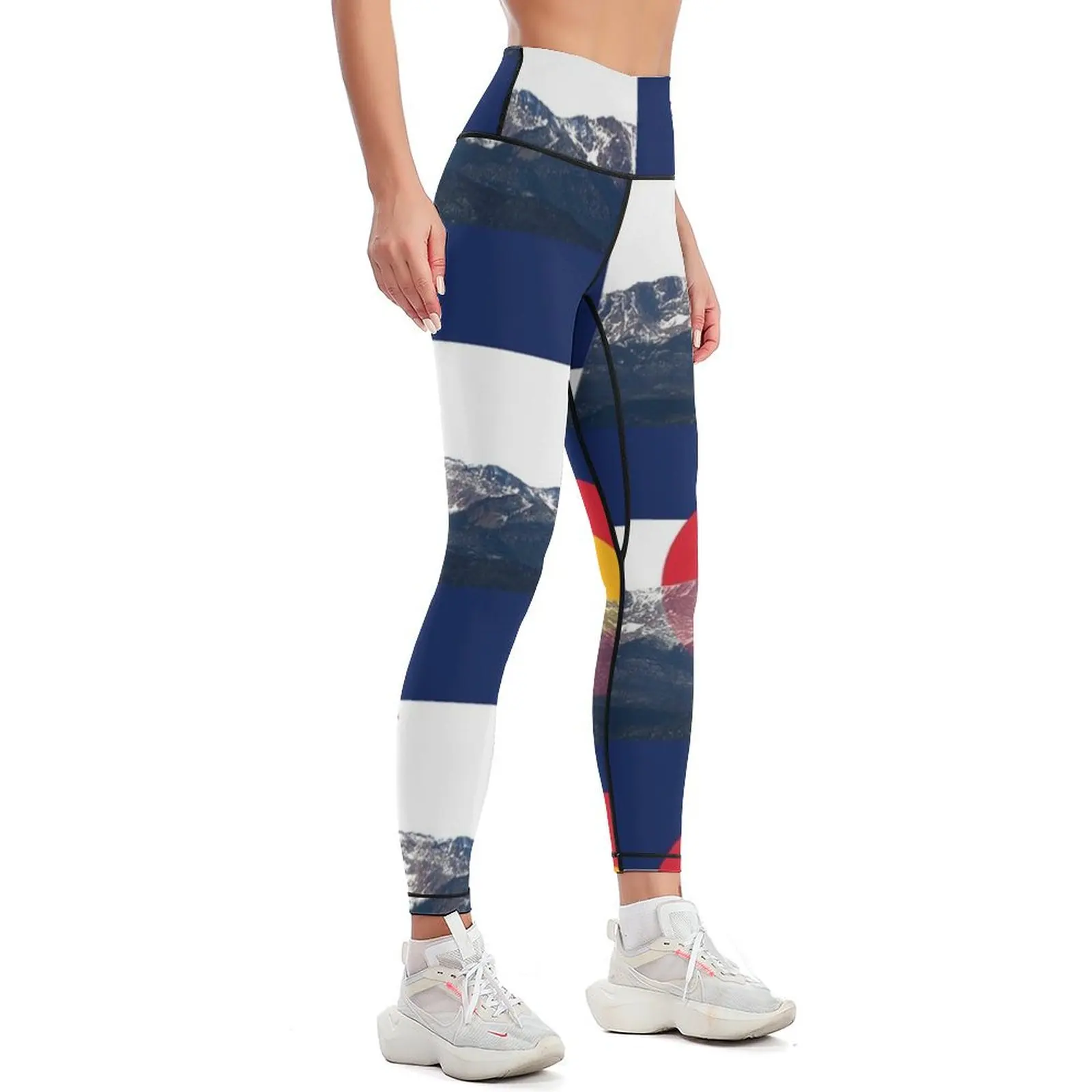 Pikes Peak Colorado Flag Leggings fitness set gym for girls Womens Leggings