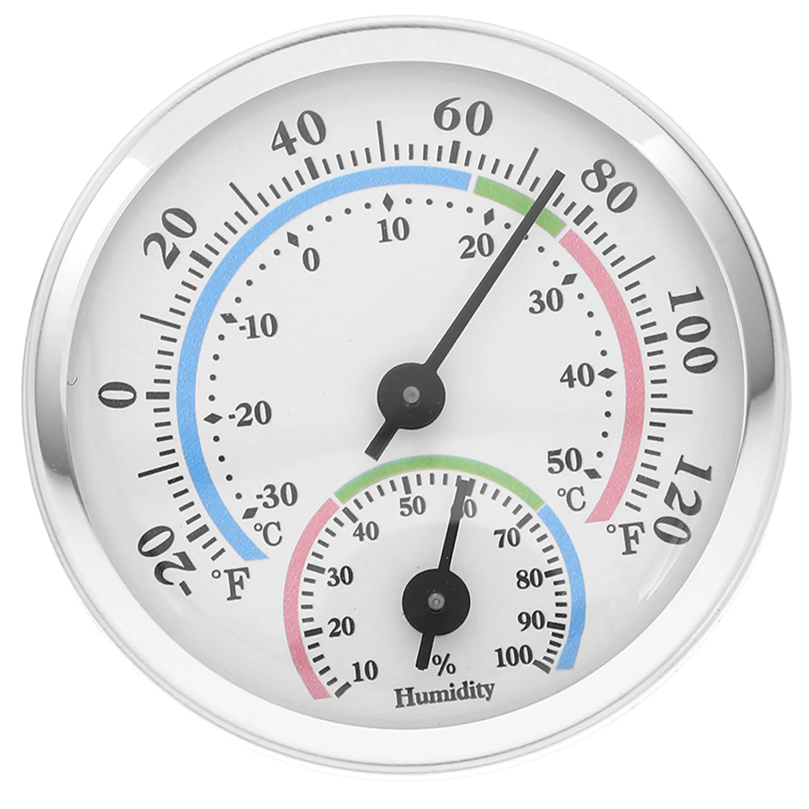 

Mini Thermometer and Hygrometer Analog Temperature Gauge Sensor Accurate Humidity Aluminum Alloy Ring for Home
