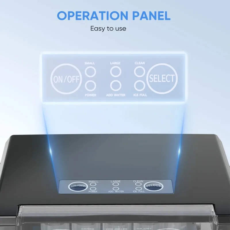 Mayoume Countertop Ice Maker with Handle - 9 Ice Cubes in 6 Minutes, 26.5lbs/24H, Self-Cleaning Portable Ice Machine