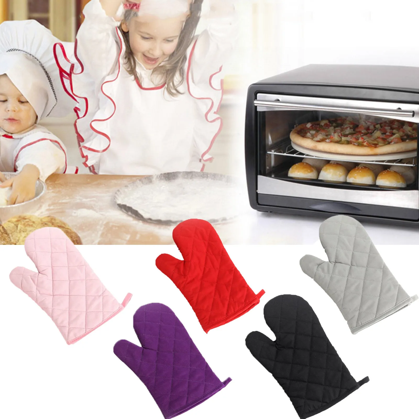 Single Kitchen Cooking Microwave Oven Gloves Mitts Pot Pad Heat Proof Protected