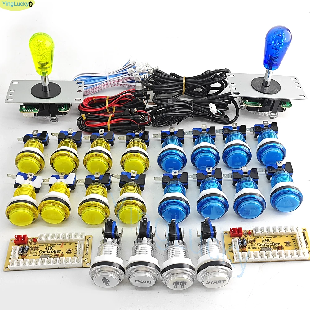 2-speler DIY Arcade Game Kit voor PC Raspberry Pi met LED-drukknoppen Amerikaanse stijl joystick USB-encoderkabels Mame Jamma