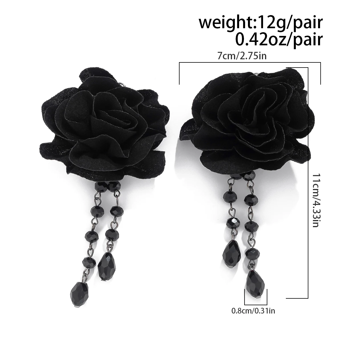 SHIXIN Gothic Vintage Large Black Flower orecchini pendenti per le donne Punk Water Droplet nappe orecchini decorazione dell\'orecchio di Halloween