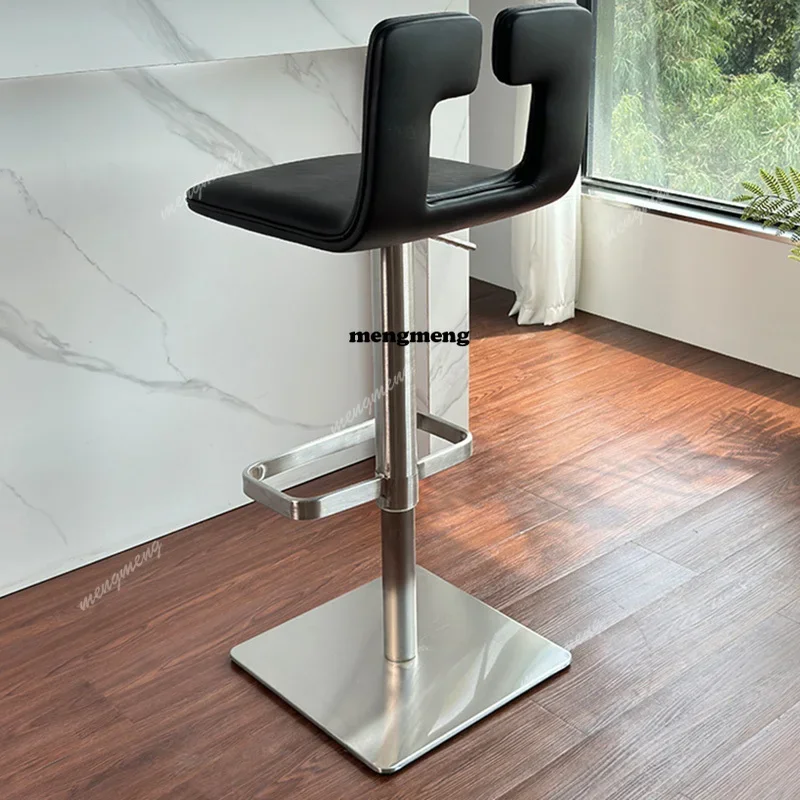X  Silver Lounge Bar Chairs Modern Metal Nordic Swivel Bar Chairs Counter Design taburetes para barra de cocina Luxury Furniture