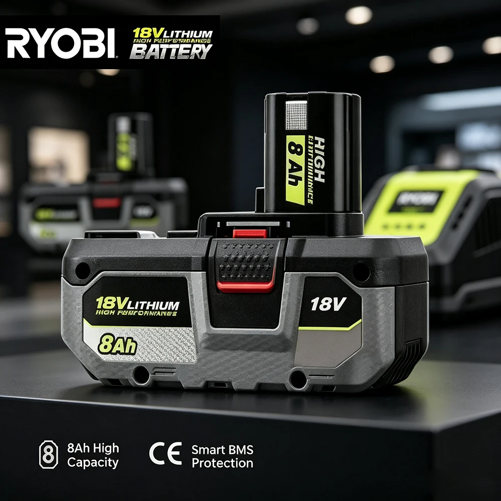 New RYOBI 18V 8.0Ah Lithium-Ion Battery, 18V low self discharge, suitable for all tools P104, P107 P108 P109 RB18L20