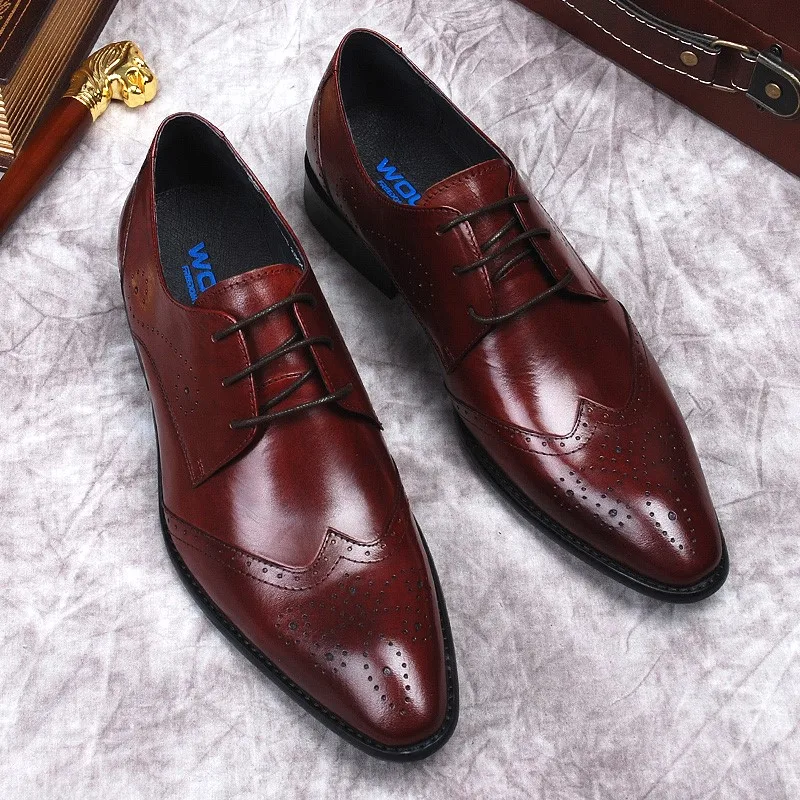 

Burgundy Black Men Casual Dress Shoes Italy Luxury oxford Genuine Leather Formal Shoes For Male Party Dinner British Footwear