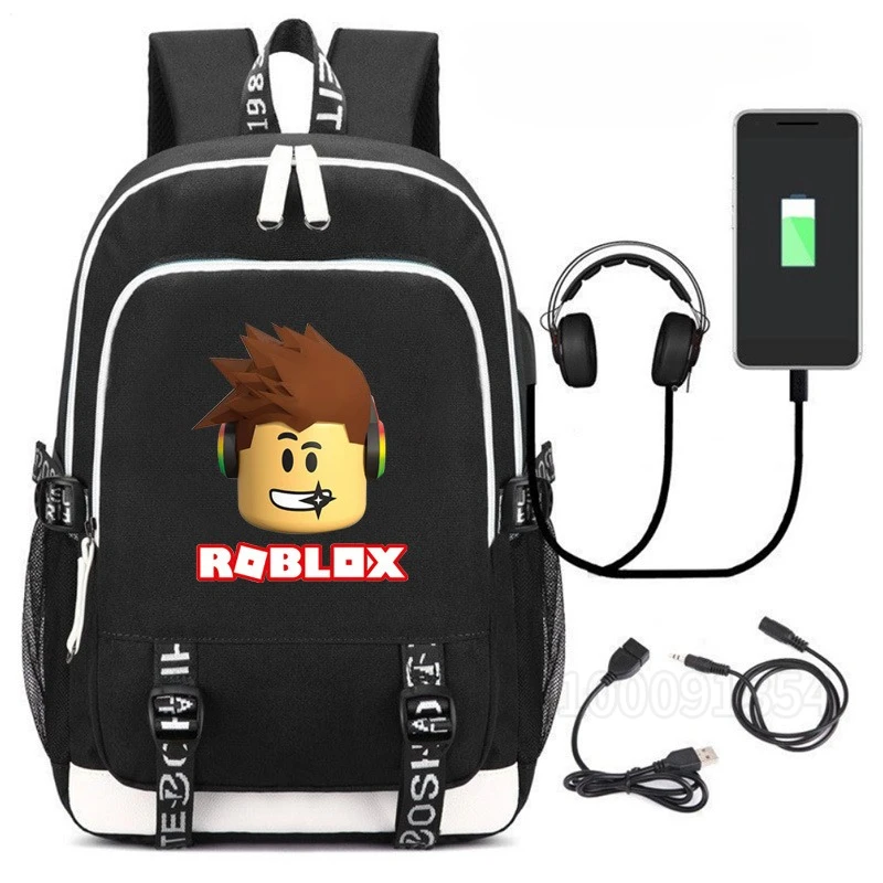 Roblox New Cartoon Student Schoolbag Multi-function USB Charging Schoolbag Large Capacity Student Schoolbag High Quality