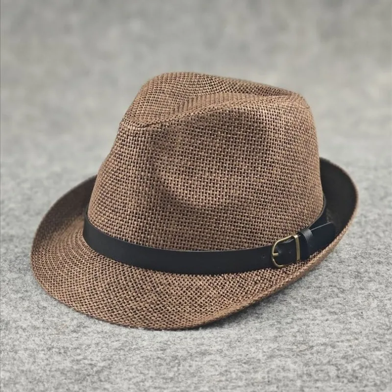 Unisex Summer Small Size Structured Straw Jazz Fedora Sun Cap
