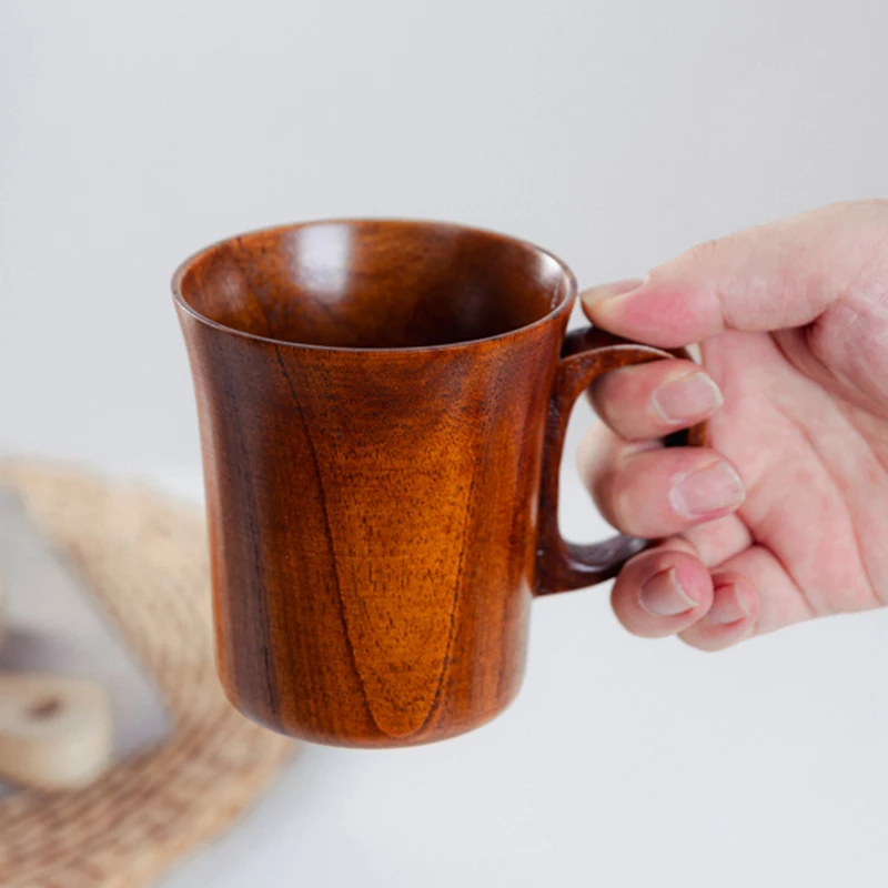 280ml Wooden Coffee Mug Vintage Beer Mug Coffee Milk Water Cups Japanese Style Wood Cup for Tea Home Office Mug Drinkware Gift