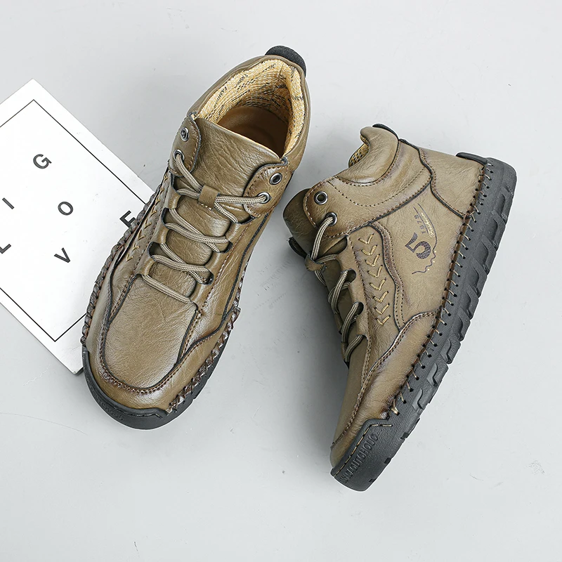 

Зимние мужские ботинки, повседневные кожаные ботильоны высокого качества, удобные уличные охотничьи кроссовки, дизайнерская роскошная мужская обувь ручной работы