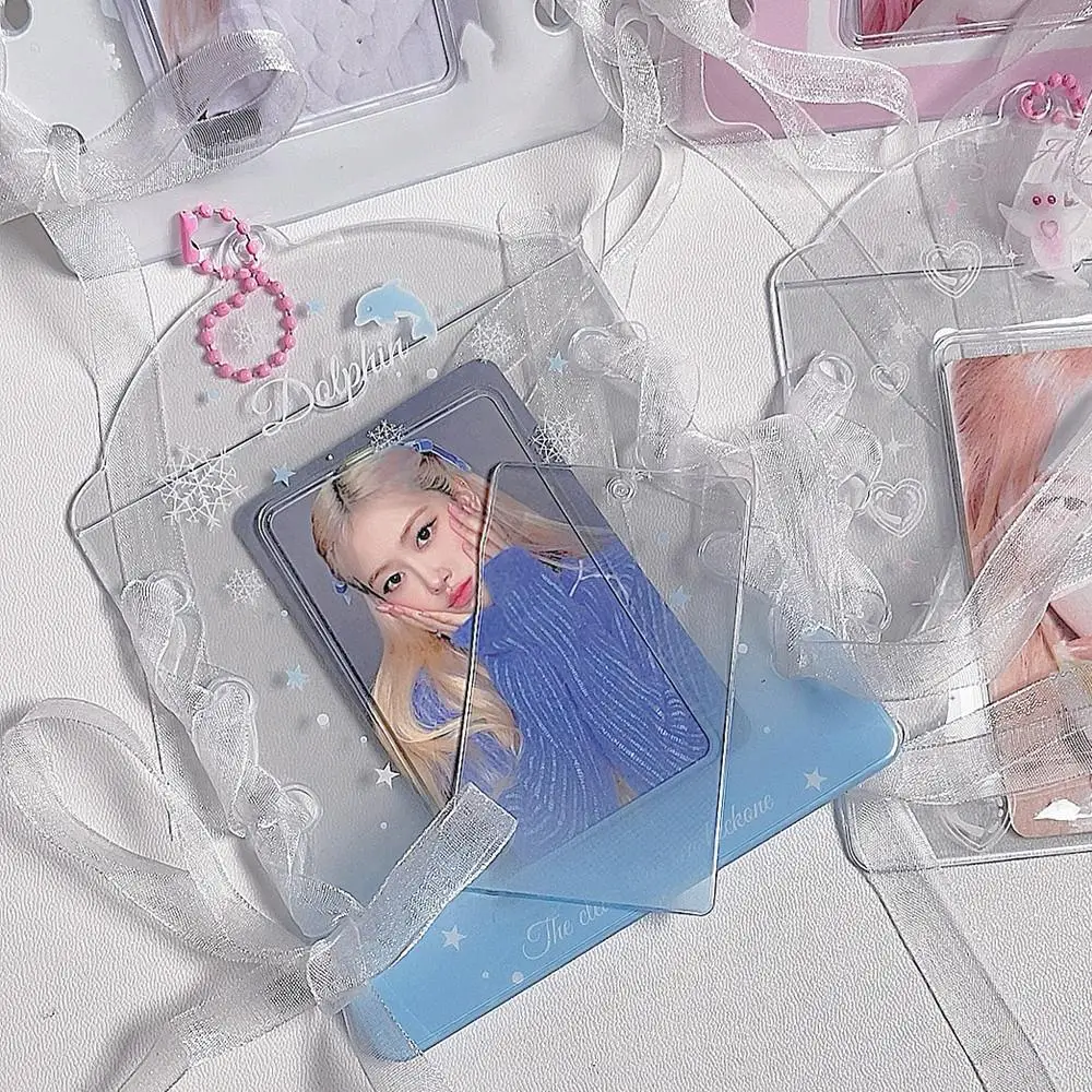 

Korean Idol Photocard Holder 3 Inch Transparent Lace Photo Card Holder Student ID Card Cover Protective Case Card Sleeve Supply