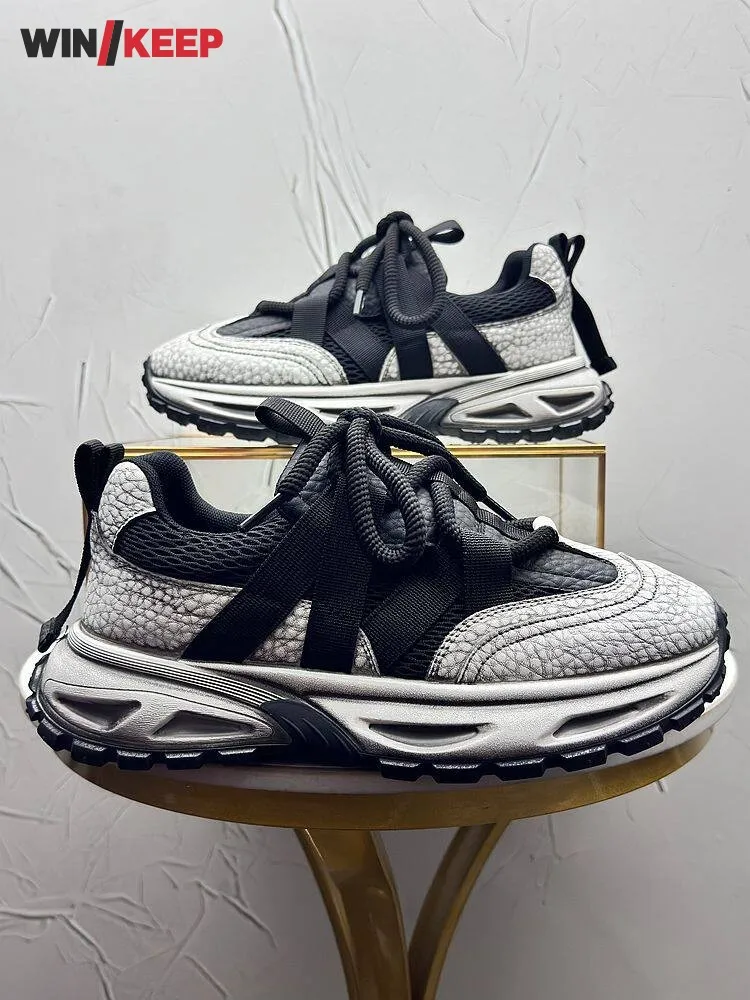 

Mens New Comfortable Mesh Spliced Breathable Running Shoes Lace Up Outdoor Non-Slip Sport Sneakers Jogging Male Trainers Shoes