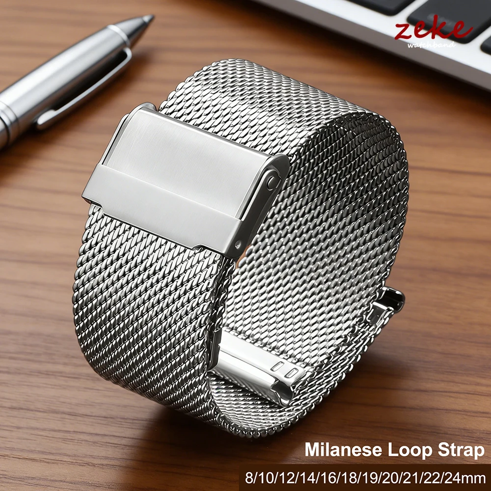Bracelet de montre milanais en maille 0.6mm, 10/12/14/16/18/19/20/21/22mm, pour Seiko pour DW Business, Bracelet de montre-Bracelet en acier inoxydable