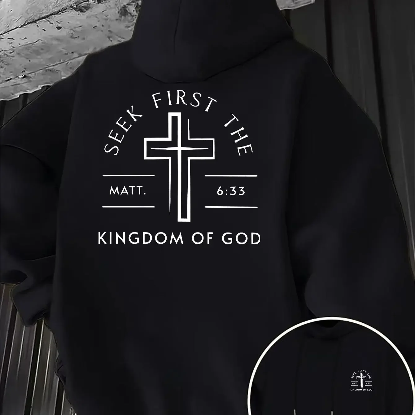 New autumn and winter men's and women's hooded sweatshirts with cross pattern double-sided printing, fashionable and casual