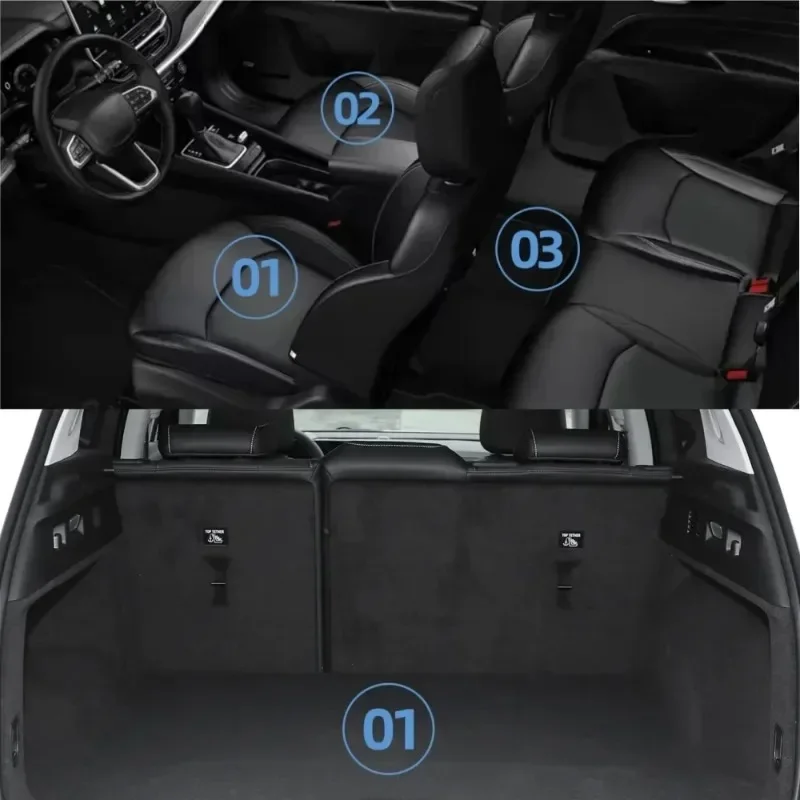 ل BYD Sealion 05 DM-i 2025 الأسود TPE ثلاثية الأبعاد الحصير سيارة البضائع بطانة الجذع مسند الظهر وسادة جميع الأحوال الجوية الملحقات #2