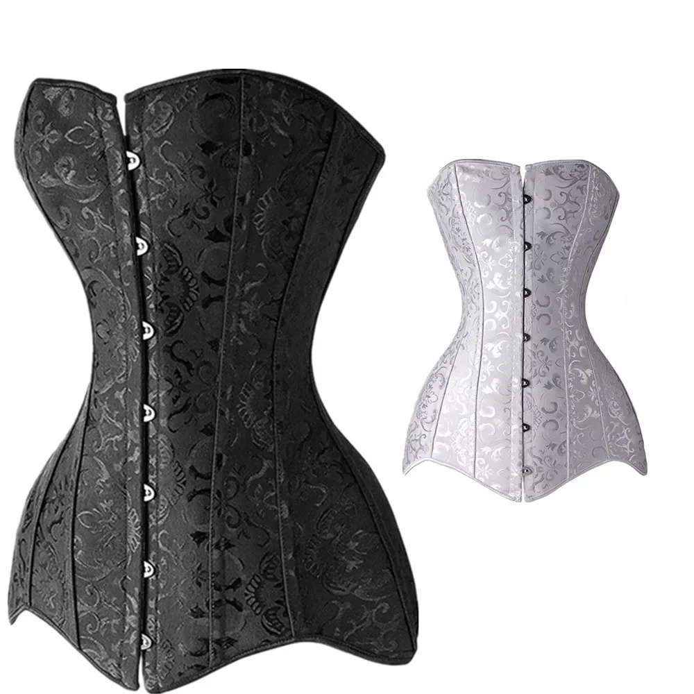 

Gothique Femme Corset Long Torso Sexy Clothing Jacquard Steel Boned Bustier 6XL Plus Size Korsett Women Steampunk Gorset