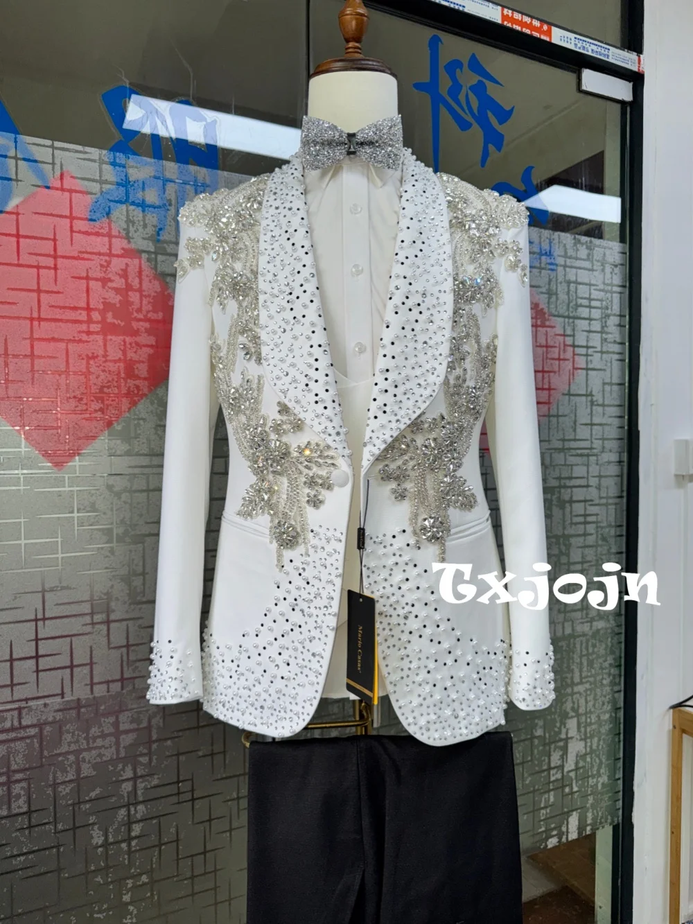 

Премиальный комплект из белых жемчужных лацканов для мужчин, 3 предмета, свадебный костюм для жениха, элегантный смокинг с шалевым воротником, для банкетов и вечеринок, размеры S-3XL