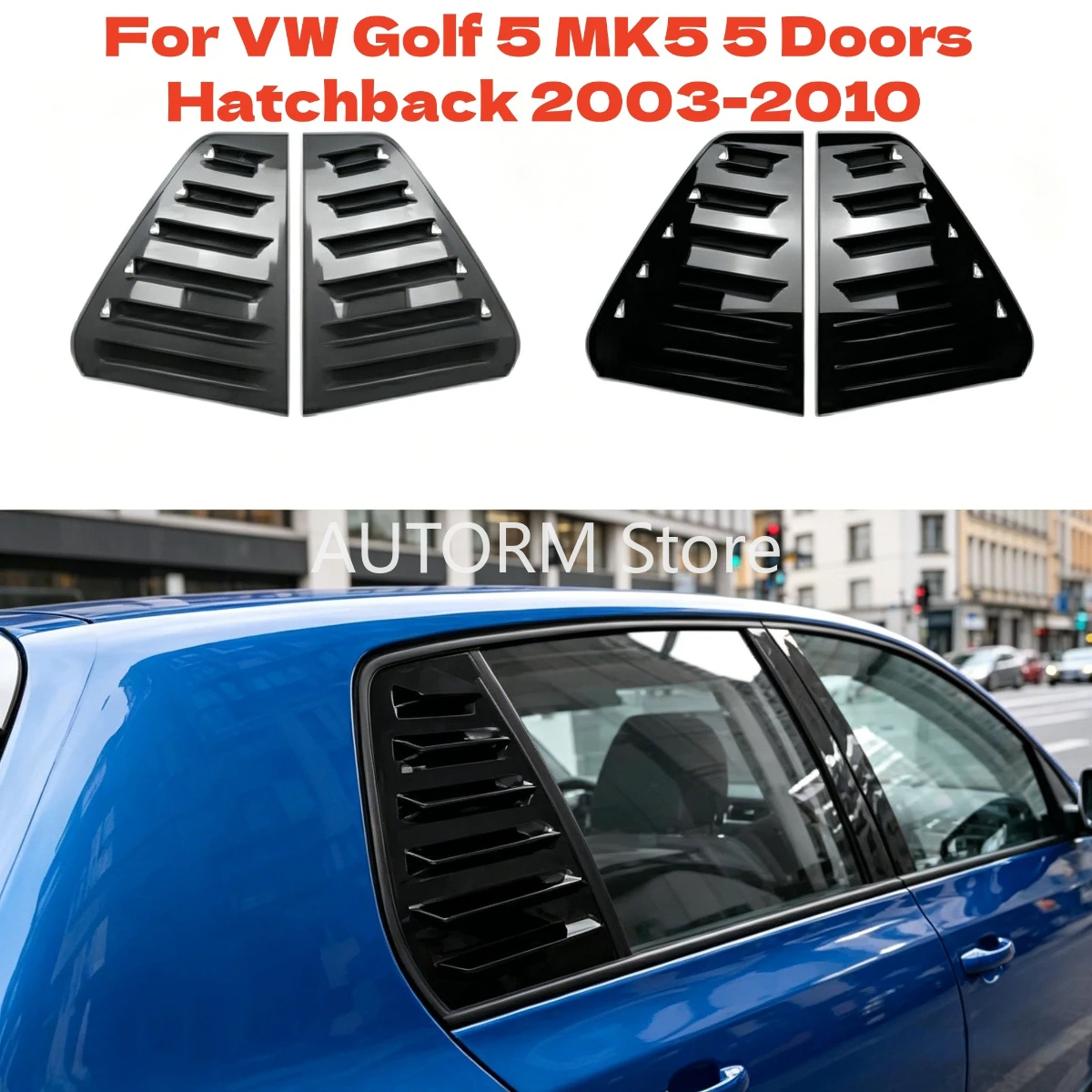 

For VW Golf 5 MK5 5 Doors Hatchback 2003-2010 Rear Window Shutter Cover Trim Window Louver Side Vent ABS Trim Auto Accessories