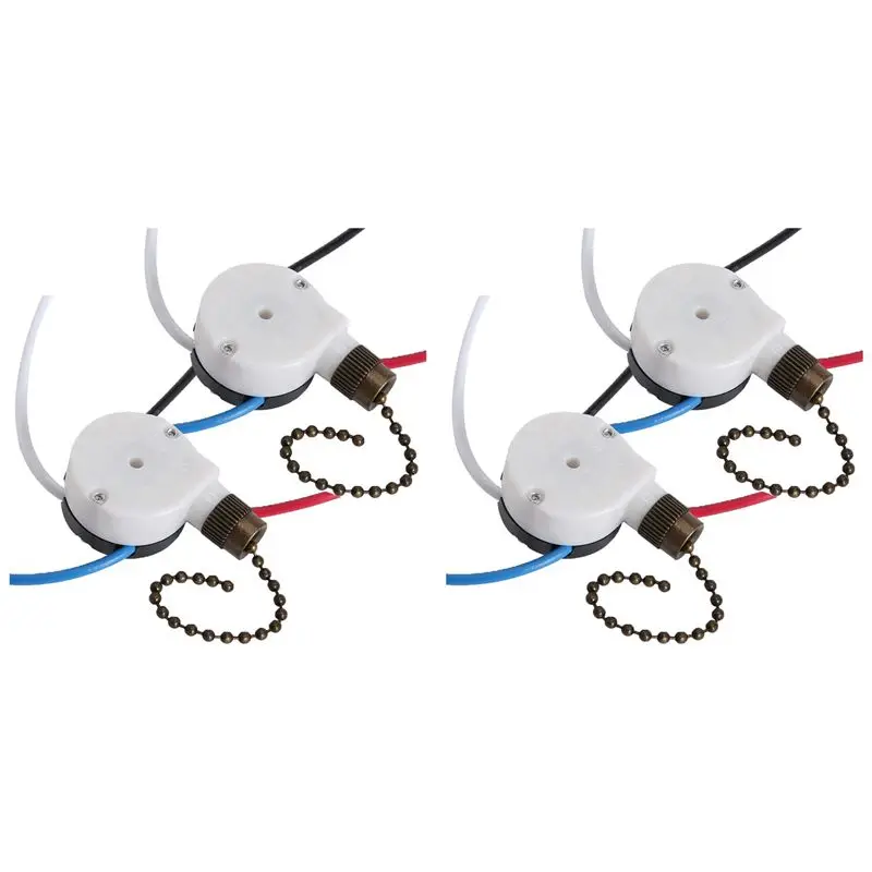 4 PCS Fan Light Switch ZE-208S 3 Speed 4 Wire Ceiling Fan Switch Replacement Part Speed Controlpull Chain Switch Bronze-B51B