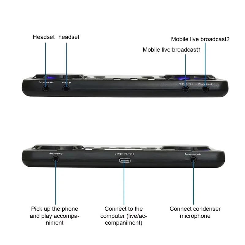 N01R-External Bluetooth Sound Card For Phone Computer Recording Noise Reduction Mixer Live Broadcast Studio Singing Portable