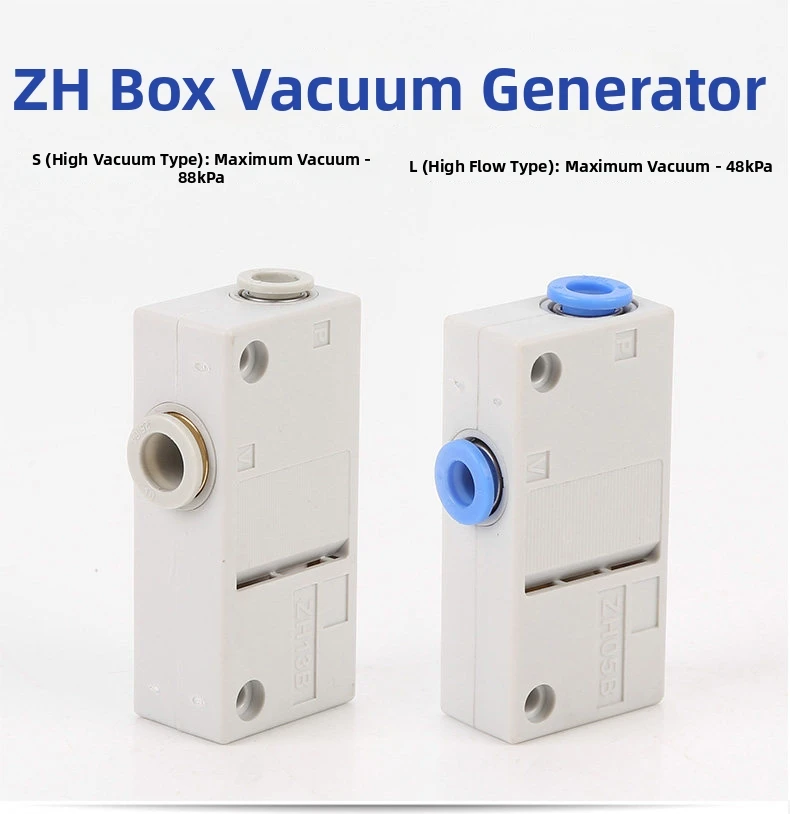 ZH Series Box Pneumatic Vacuum Generator Built-in High Vacuum Large Flow Vacuum Ejector for Automation Suction