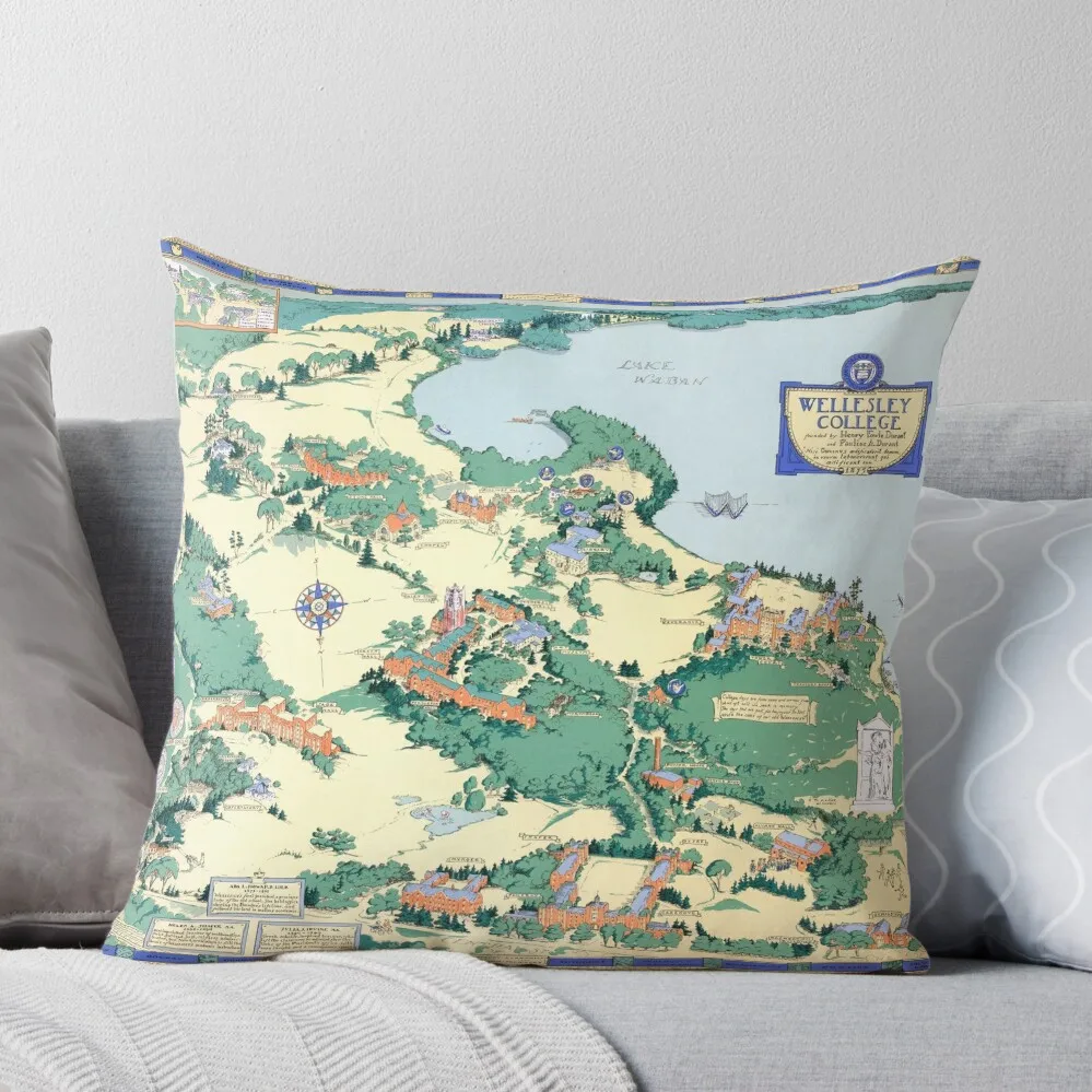 

WELLESLEY College map MASSACHUSETTS dorm decor graduate Throw Pillow Cushion Child Anime Pillowcases Throw Pillow Covers