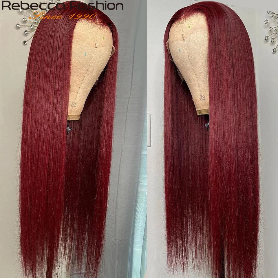 Rebecca Straight Lace Front Wigs Ombre Human Hair Lace Closure Wig Straight Lace Closrue Human Hair Wigs T1B/99J 1B/27 1B/30