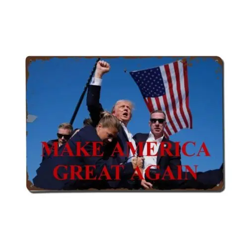 Trump Assassination Attempt Aluminum Metal sign Make American Great again