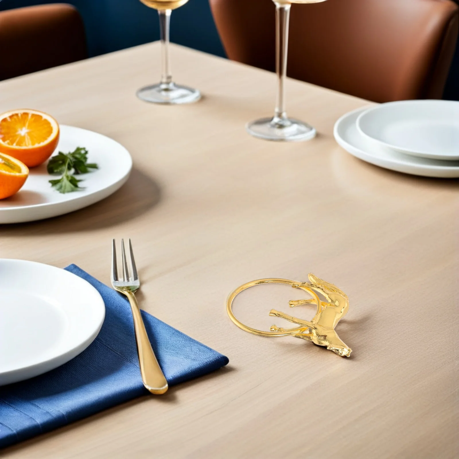 

6Pcs Decorative Napkin Rings Gold Metal Horse Shape Table Napkin Holders for Christmas Spring Festival Wedding Party Dining