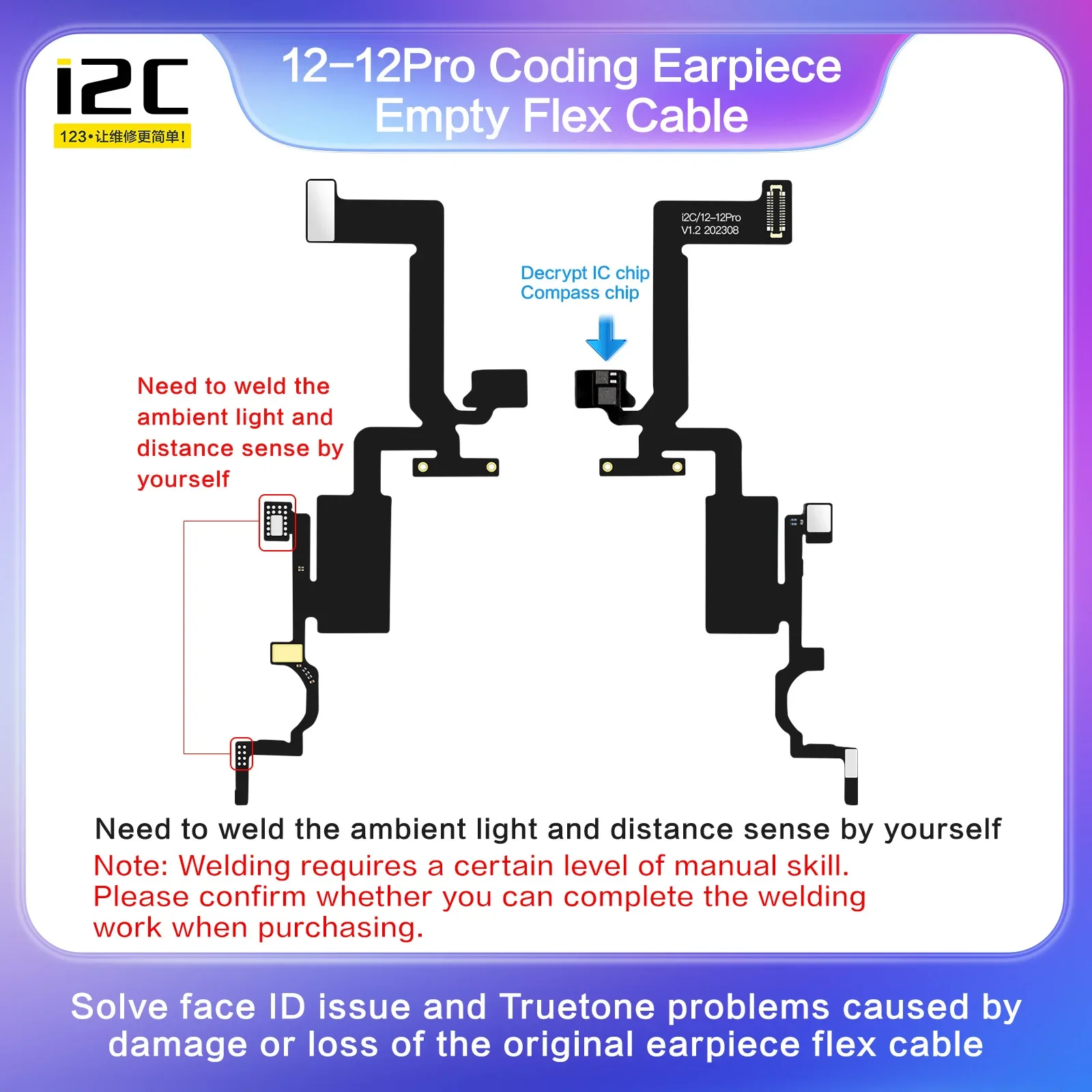 i2C Proximity Sensor Coding Repair Flex Cable FPC for iPhone 12 Series Earpiece Repair Flex Cable For True Tone Face ID Repair