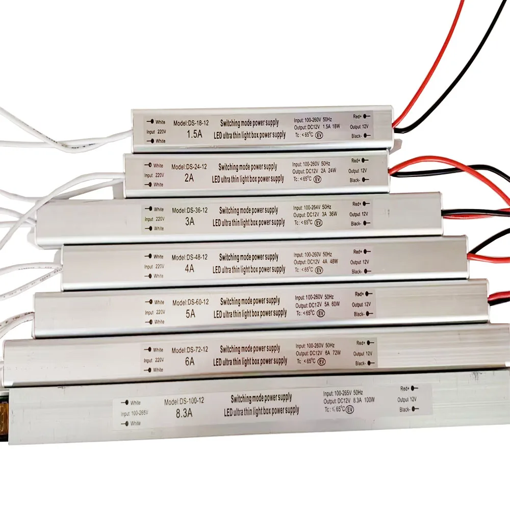 Sterownik LED 18W 24W 36W 48W 60W 72W 80W 100W 110-260V AC/DC 12V 24V Ultracienki zasilacz impulsowy Adapter oświetlenia Listwa oświetleniowa